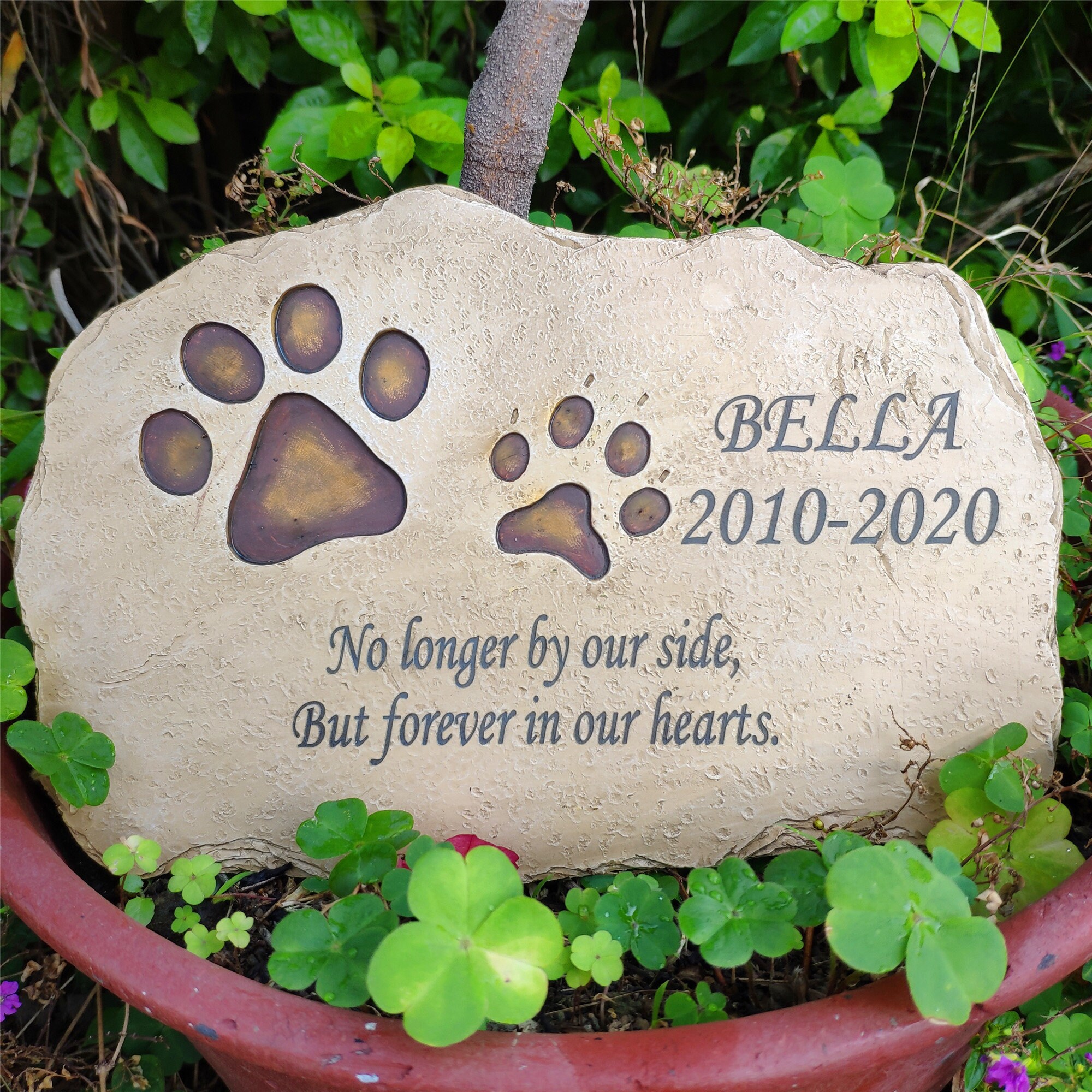 Mochiglory Paw Print Pet Memorial Stone Puppy Tombstone Dog Cat Grave Photo Frame 