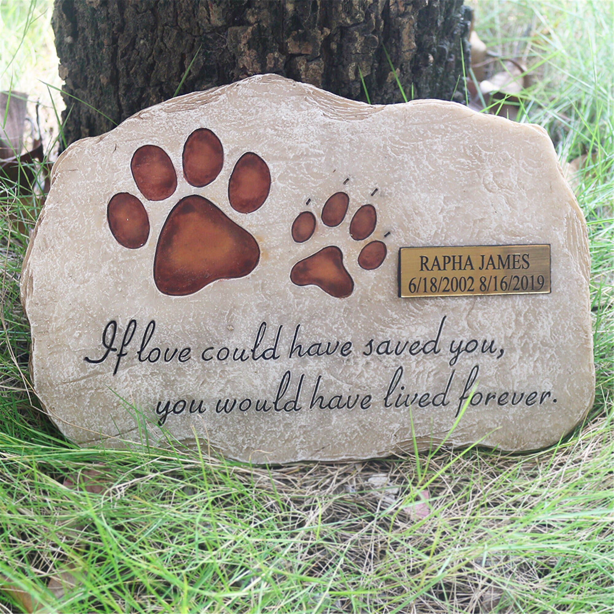 Paw Prints Pet Memorial Stones Dog Memorial Stones Free | Etsy