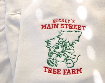 Main Street Tree Farm Christmas/Holidays Embroidered White Sweatshirt
