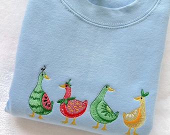 Fruit Geese Embroidered Sweatshirt