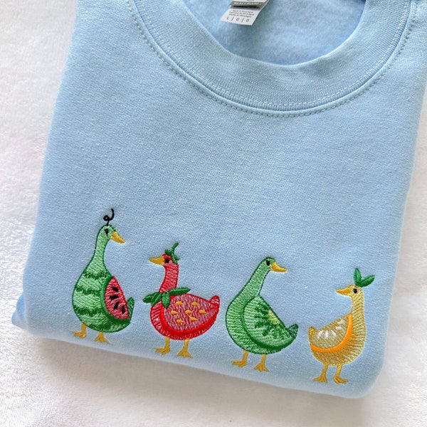 Fruit Geese Embroidered Sweatshirt