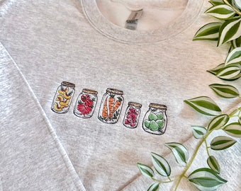 Jarred Fruits and Veggies Embroidered Sweatshirt