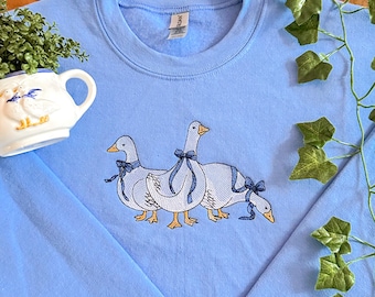 Dainty Geese Embroidered Sweatshirt
