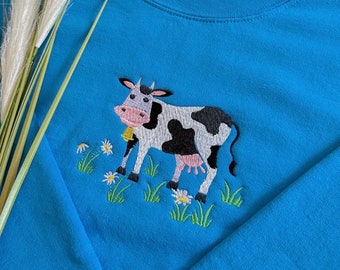 Farmland Cow Embroidered Sweatshirt