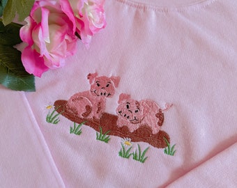 Playful Piggies Embroidered Sweatshirt