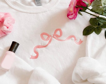 Pink Bow Embroidered Sweatshirt