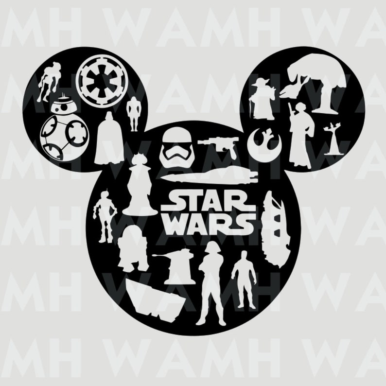 Download Star Wars Mickey Head Disney Inspired SVG DXF PNG File | Etsy