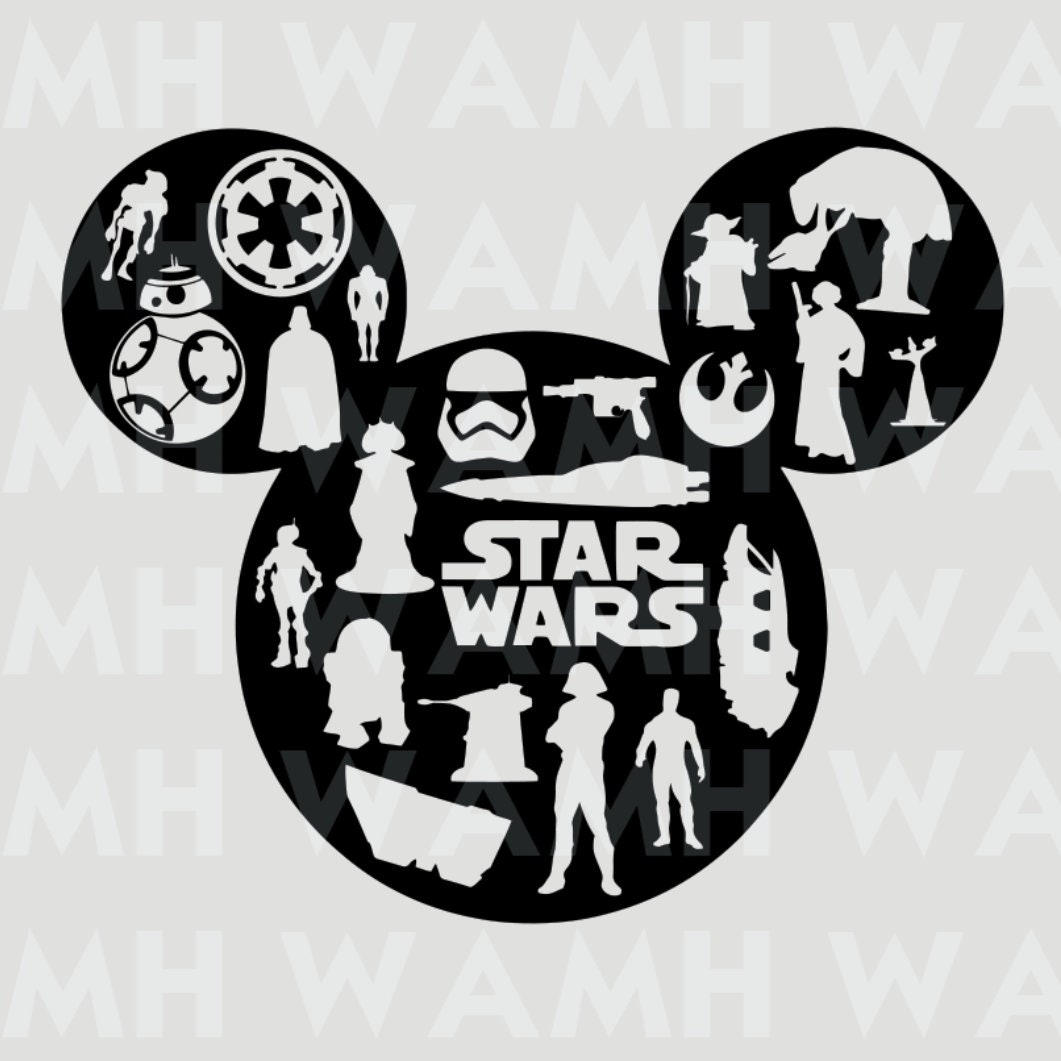 Star Wars Mickey Head Disney Inspired SVG DXF PNG File | Etsy