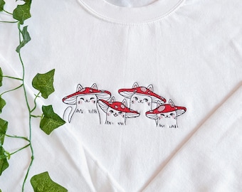 Mushroom Cats Embroidered Sweatshirt