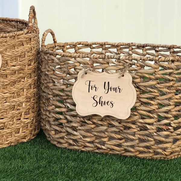 For Your Shoes Wood Sign, Beach Wedding Shoe Basket Sign, Shoe Basket Sign, Minimalist Unique Wedding Signs, Beach Reception Wedding Sign