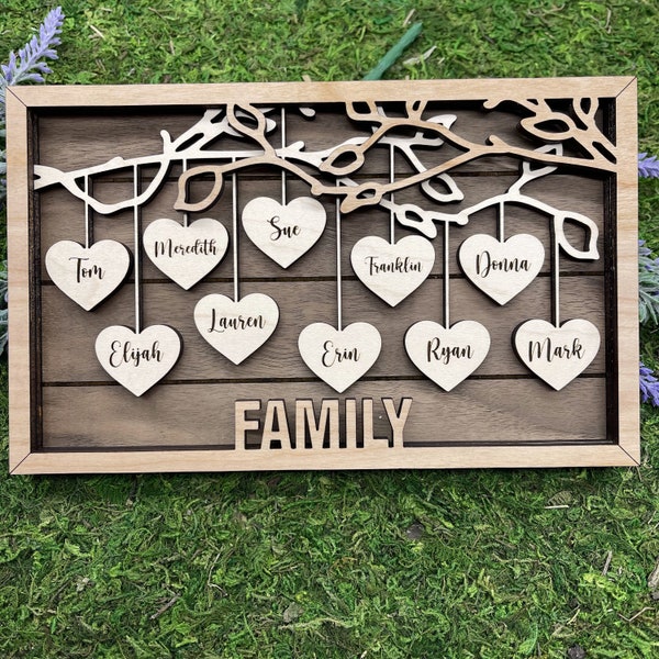 Custom Wood Family Name Tree Sign, Personalized Family Gift,  Mother's Day Gift , Fathers Day Gift, Mothers Day Gift for Grandma
