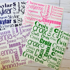Back to School Name Decals, School Name Sheets, School Labels, Vinyl Decal Sheets, Monogram Decal Sheets, Name Sticker Sheet for kids