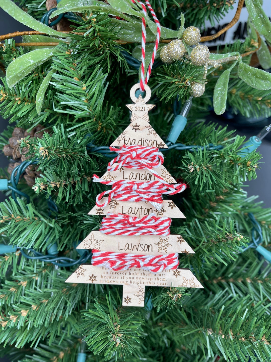 2024 Kids Ribbon Height Ornament, Custom Growth Ornament, Childrens