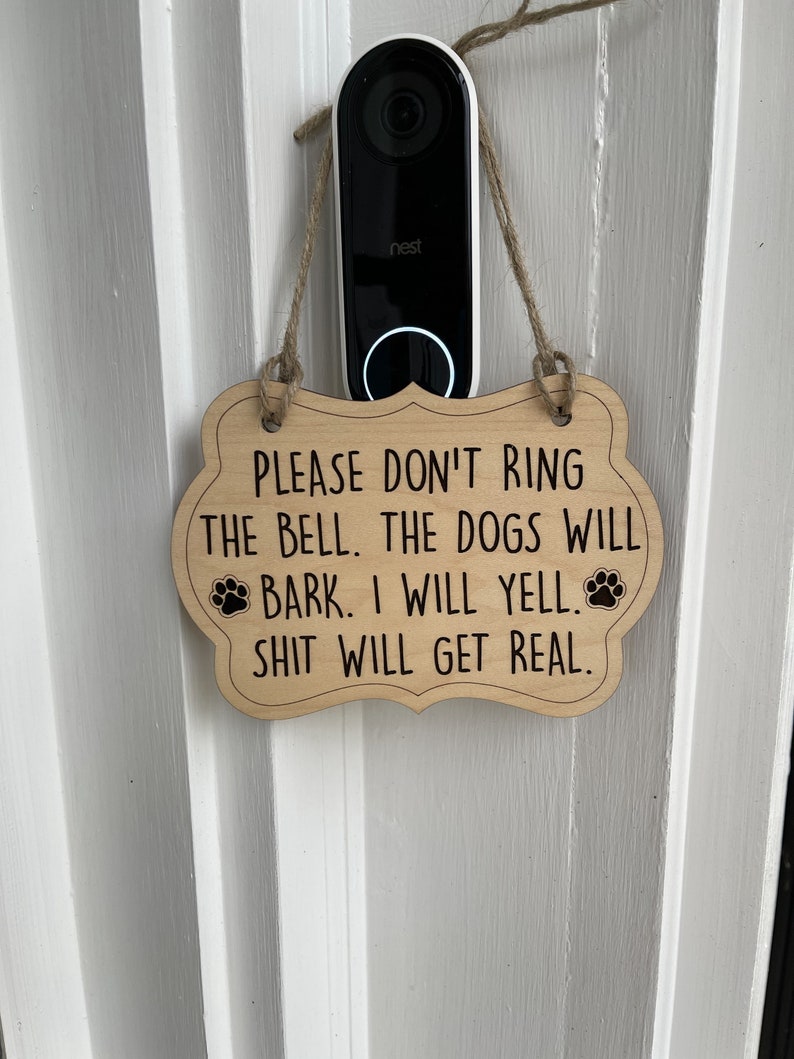 Doorbell Dog Sign Protective Dog Sign Do Not Ring Bell Etsy