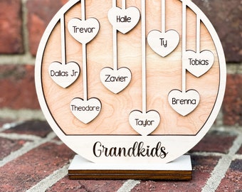 Mother's Day Gift for Grandma, Grandkids Sign, Grandchildren Name Sign, Family Name Sign, Gift from Grandchildren