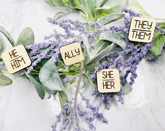 Magnetic Pronoun Pins, Pronoun Badges, Pronoun Button, LGBTQ Pronoun Pins, Pride Month Pin, She Her Pin, They Them Pin, He Him Pin