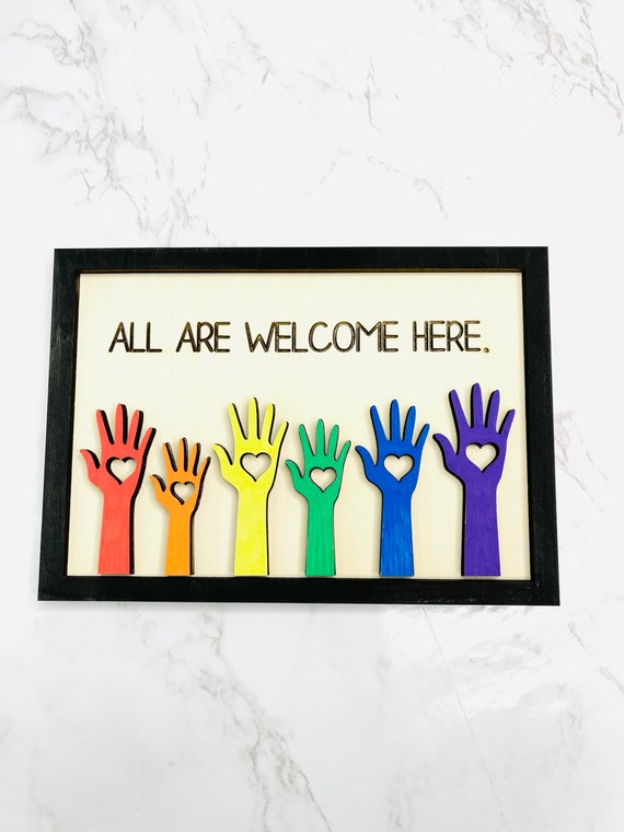All Are Welcome Here DIY Wood Sign Kit Pride Sign LGBTQ Wood - Etsy