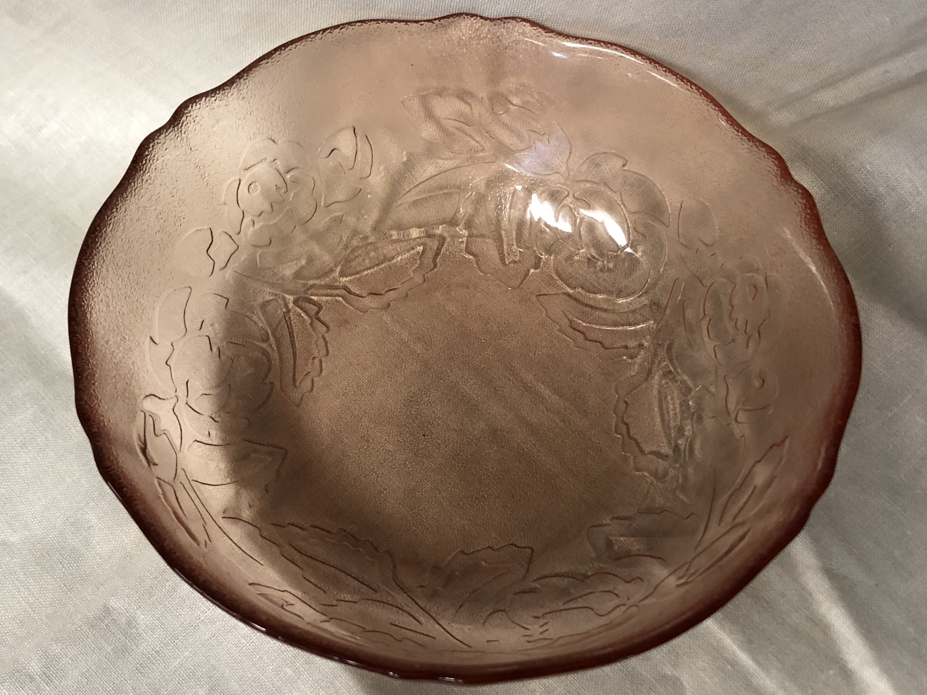 Vintage Arcoroc Pink Depression Glass Bowl Etsy