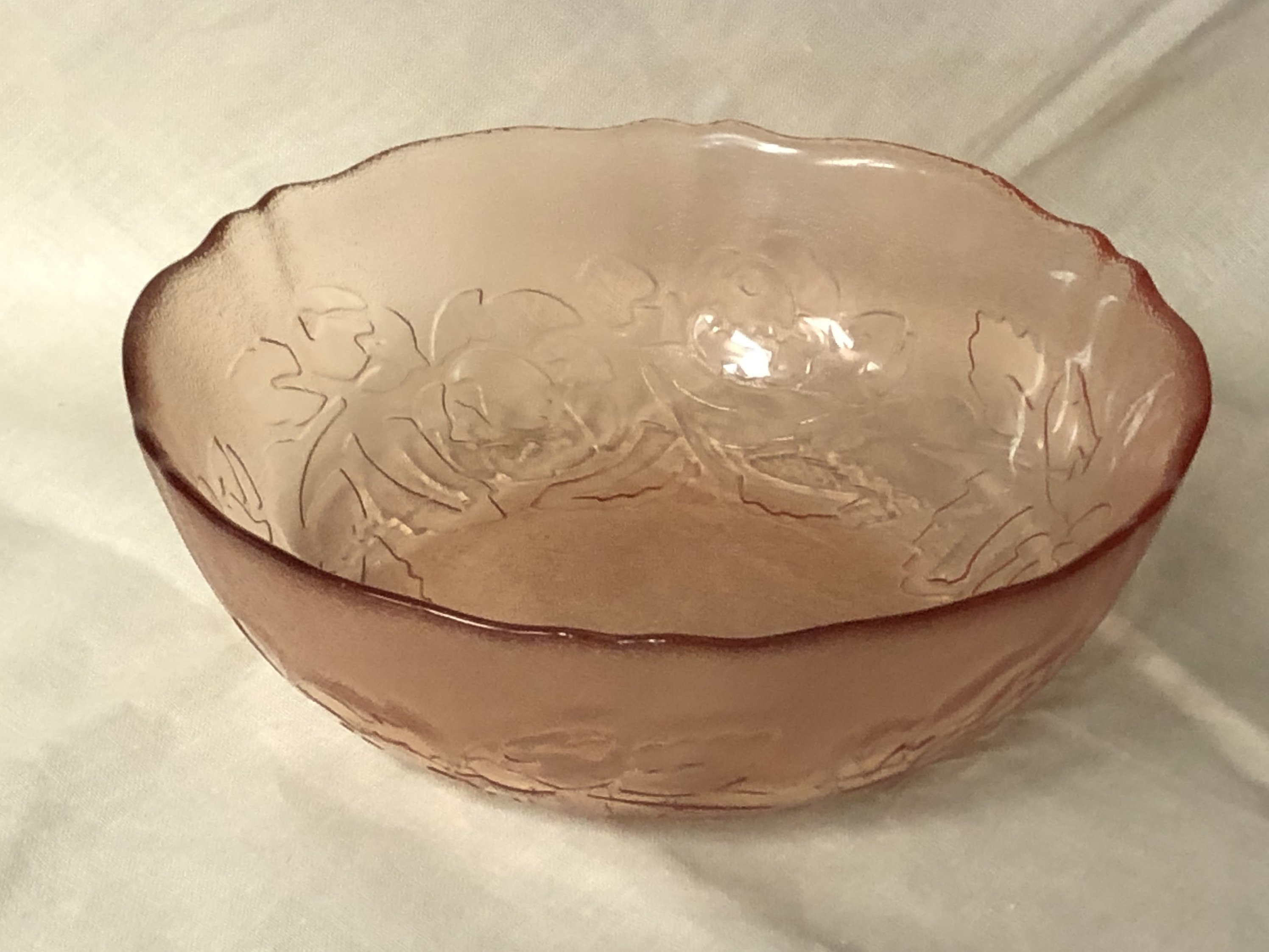 Vintage Arcoroc Pink Depression Glass Bowl Etsy