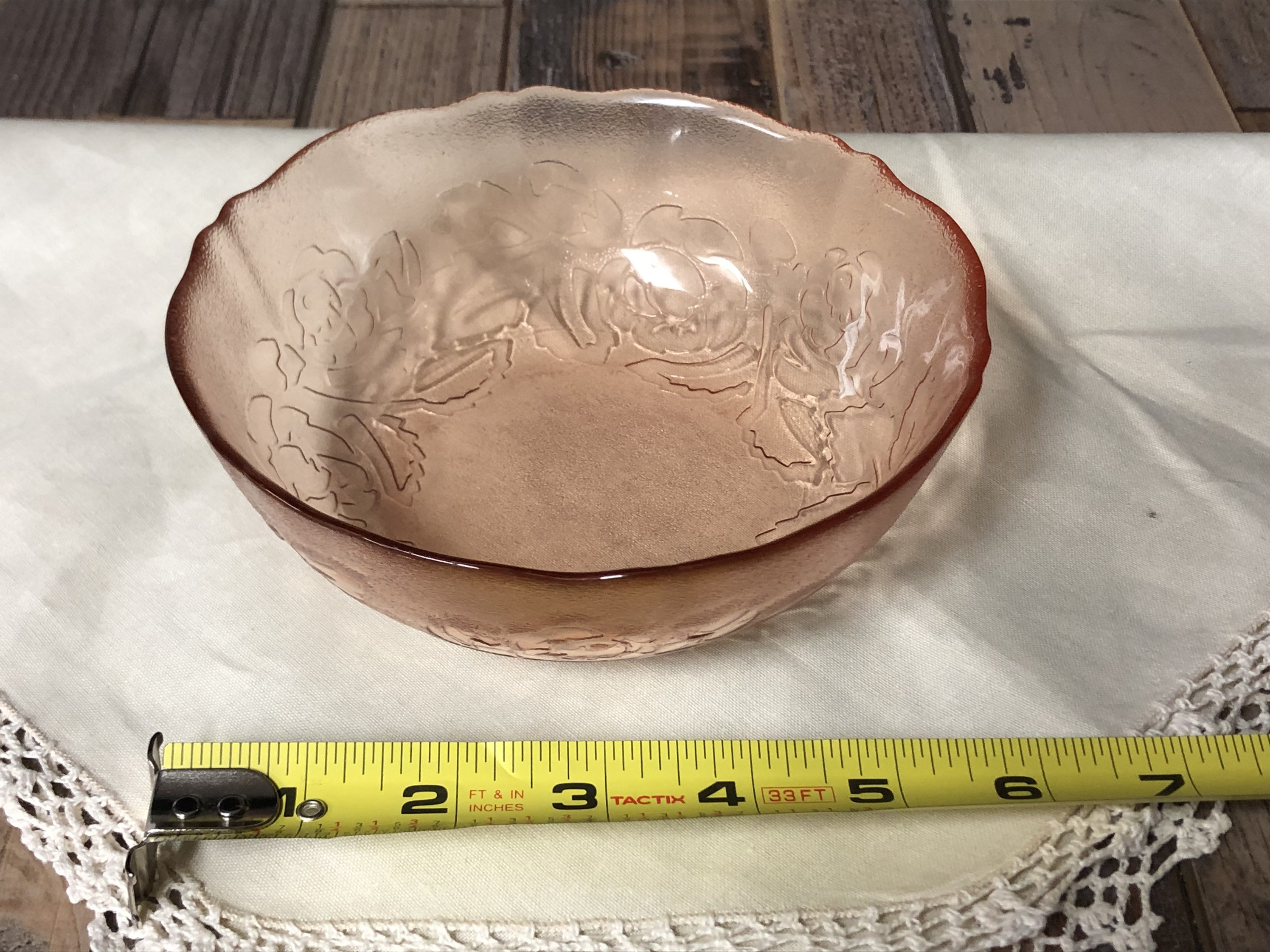 Vintage Arcoroc Pink Depression Glass Bowl Etsy