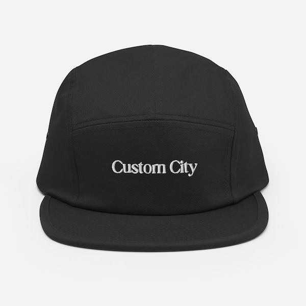 Your Custom City or Text | Five Panel Hat | Personalized Text Five Panel Hat | Embroidered Custom Hat | Custom Dad Hat | Baseball Hat