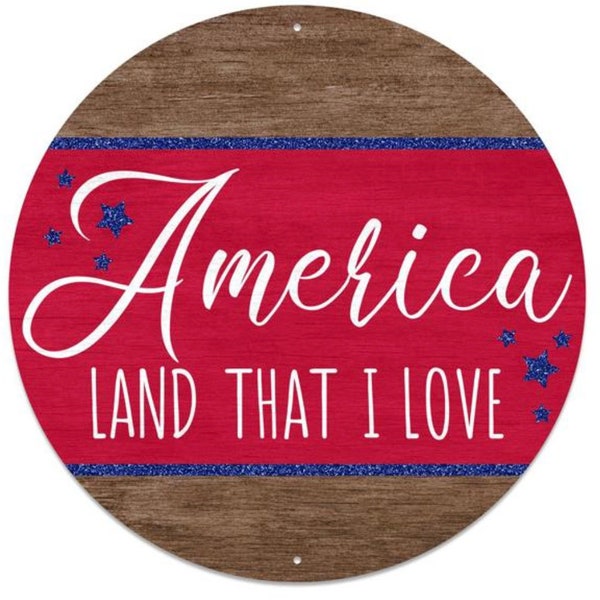 12" Dia Glitter America Land I Love Sign