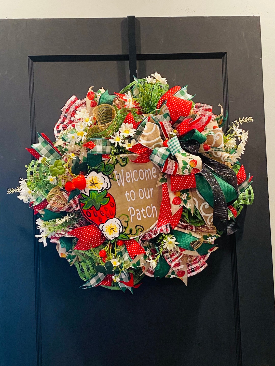 Strawberry Wreath, Summer Wreath, Welcome to Our Patch Wreath ...