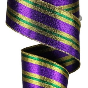 2.5&quot; x 10 yds Mardi Gras Metallic Vertical Stripe Ribbon