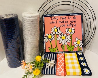 Kit madeliefjeskrans of lente/zomer bloemen DIY-dagelijkse welkomstkrans