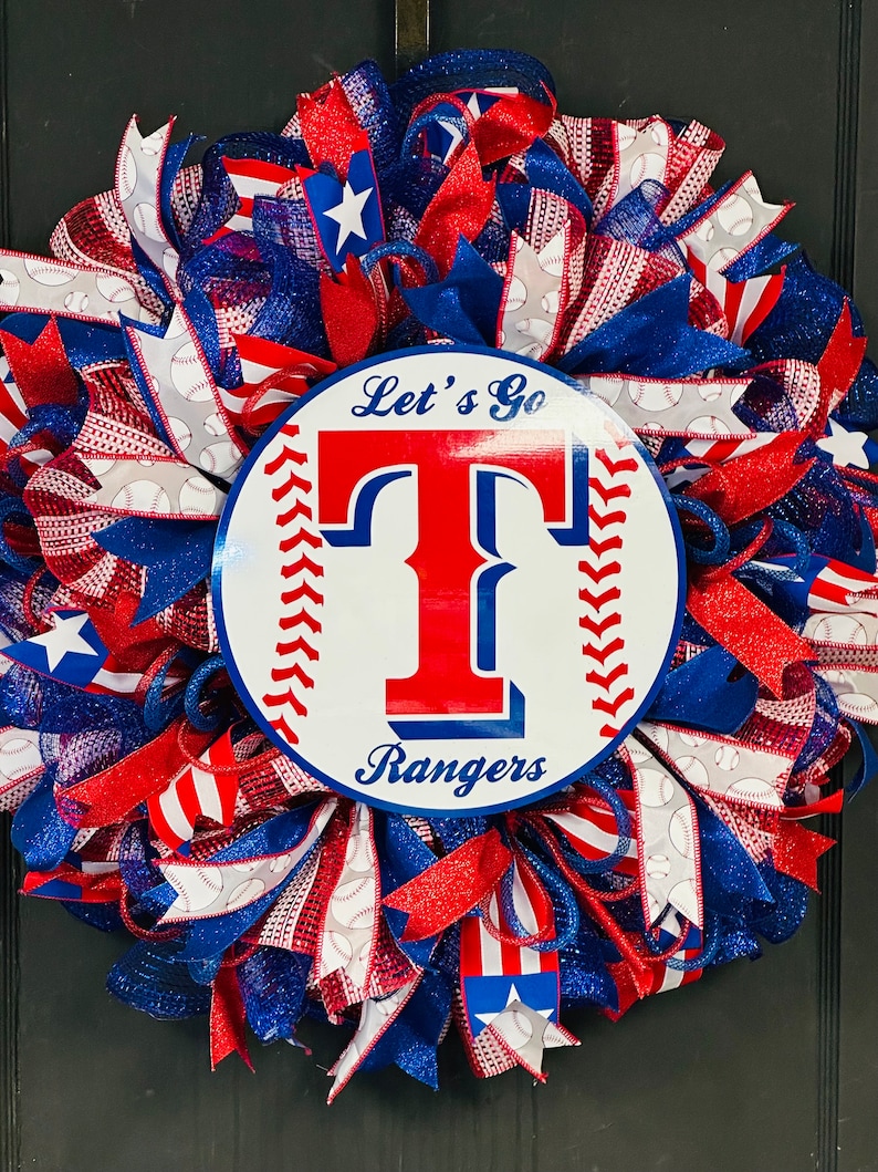 Texas Rangers Ribbon Let’s Go Rangers! Texas Baseball Wreath - Etsy