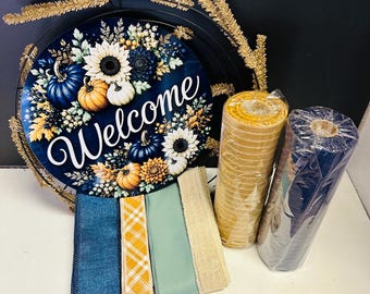 Kit para hacer coronas de otoño (azul marino)