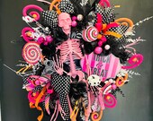 Sweet Skeleton Trick or Treat Halloween Candy Wreath