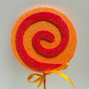17&quot; Glitter Lollipop Pick: Hot Pink/Orange