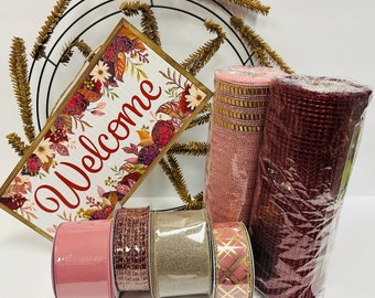 Fall Welcome Dusty Rose DIY Wreath Kit