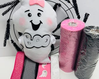 Boo! Ghost Wreath Kit, Halloween Wreath Kit, DIY Wreath Kit, Wreath Kit