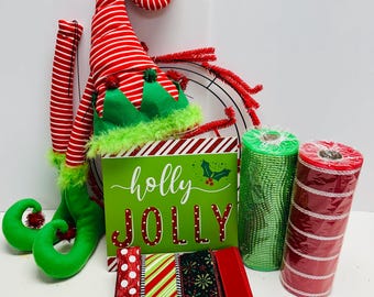 Holly Jolly Elf Kerst Wintervakantie DIY-kransset