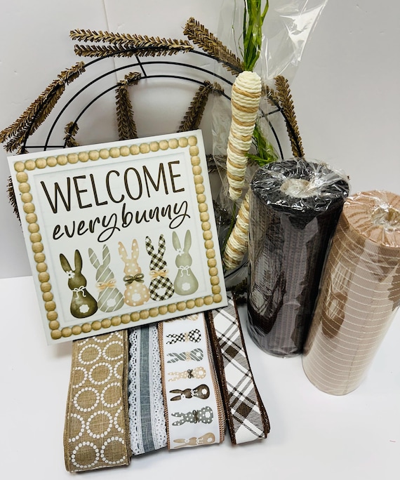 Welcome Every Bunny Spring DIY Wreath Kit with Carrots