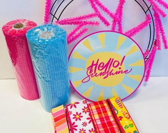 Hello Sunshine! Wreath Kit,  Spring Summer Everyday Welcome DIY Wreath Kit