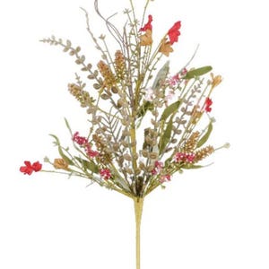 24"L Fabric Flower/Eva Leaf/Bead Spray in Coffee/Red/White