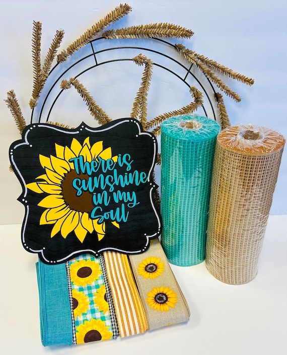 There is Sunshine in My Soul Sunflower Wreath Kit, Welcome Wreath, Everyday Wreath, DIY Wreath Kit, Southern Decor, Sunflower Decoration