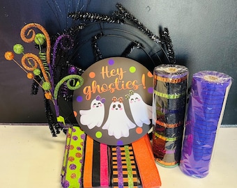 NEW Hey Ghosties! Ghost Wreath Kit, Halloween Wreath Kit, DIY Wreath Kit, Wreath Kit