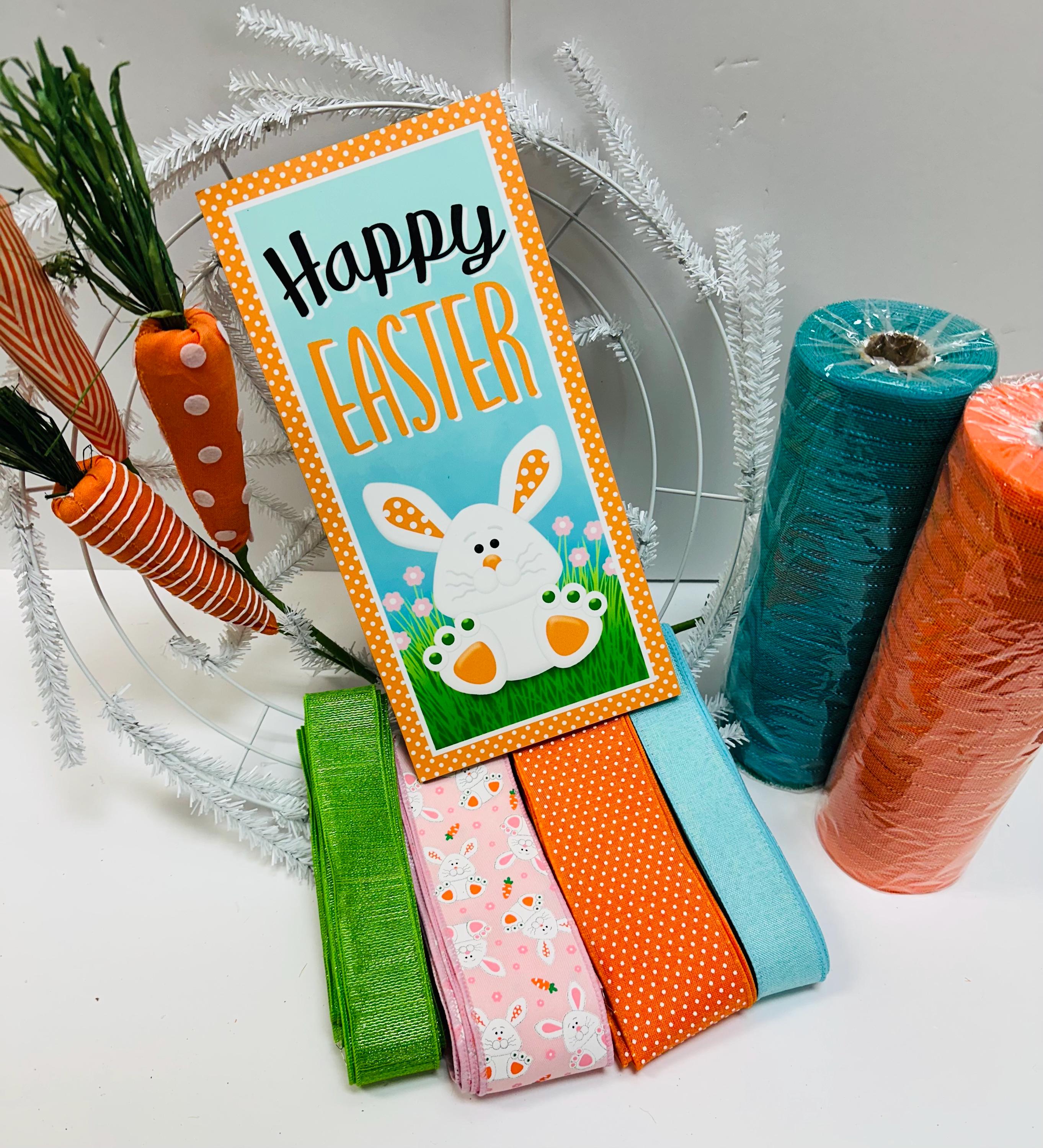 Happy Easter (teal & Orange) Spring DIY Wreath Kit With Carrots - Etsy