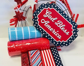 God Bless America Memorial Day 4th of July DIY Wreath Kit