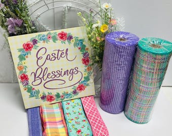 Easter Blessings Spring DIY Wreath Kit with Florals
