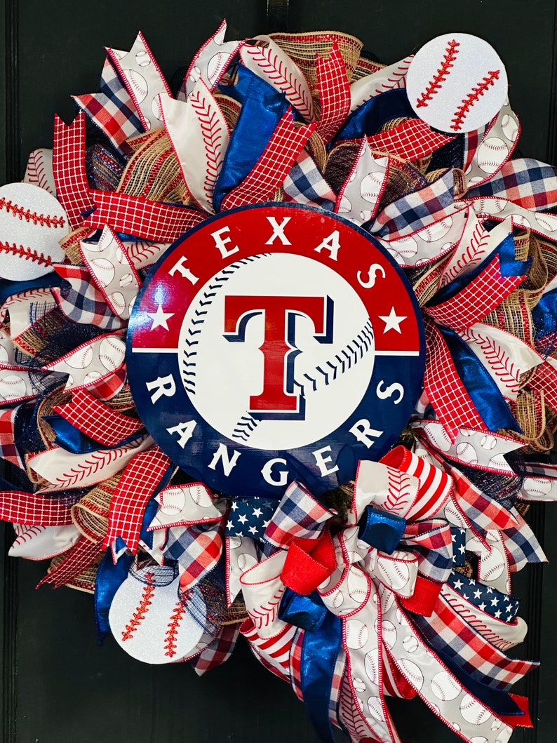 Most Decorated Ranger Texas Baseball Wreath, Rangers Baseball - Etsy