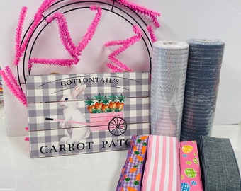 Peter Cottontail Carrot Patch Easter Bunny Wreath Kit, Easter Bunny, Easter Spring DIY Wreath Kit