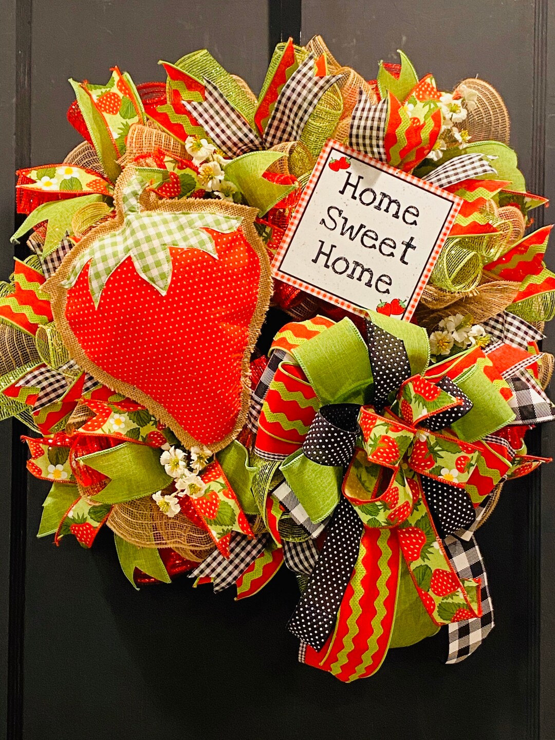 Strawberry Wreath, Summer Wreath, Home Sweet Home Wreath, Strawberry ...