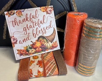 NEW Thankful, Grateful & Blessed Welcome DIY Wreath Kit