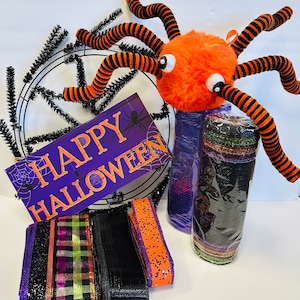 Happy Halloween Spider Wreath Kit, Halloween Wreath Kit, DIY Wreath Kit, Wreath Kit