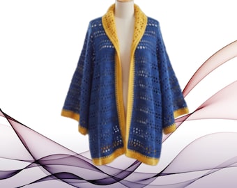 Oversized Mesh Crochet Kimono Pattern| Lightweight Summer Cardigan Design |Boho Filet Crochet Top | Customizable Vertical Panel PDF Tutorial